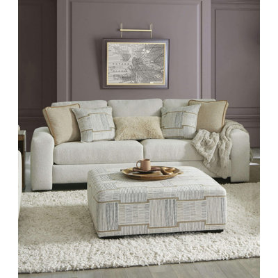 96.4" W Contemporary Sofa, Cream/Beige