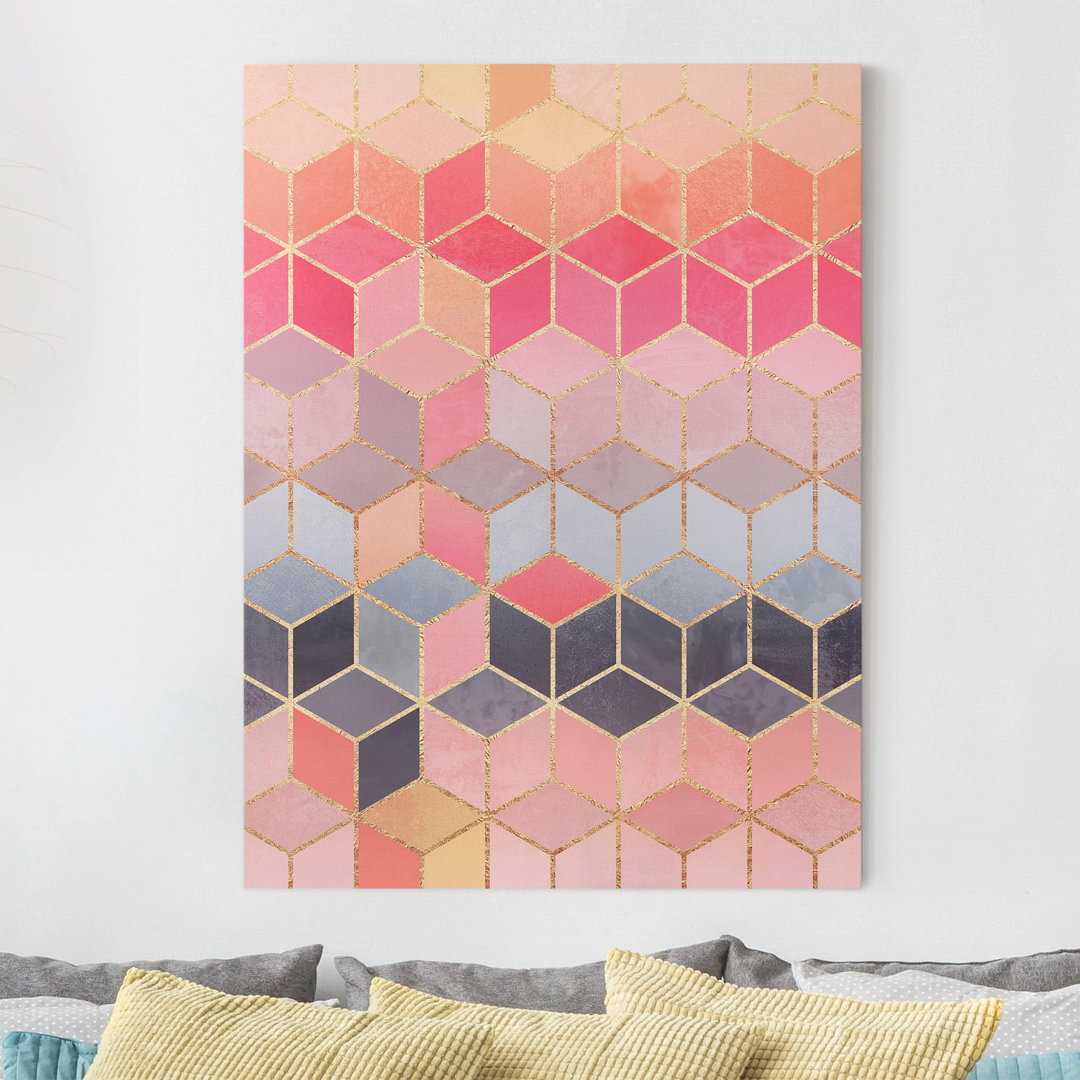 Leinwandbild Farbenfrohe Pastellgeometrie von Elisabeth Fredriksson