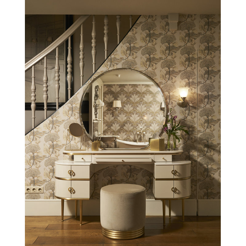 Zelda Vanity Set and Mirror, Brushed Brass