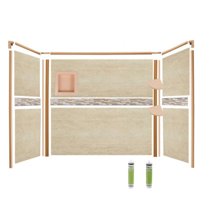 Mur de douche à quatre panneaux H 96 po x P 48 po