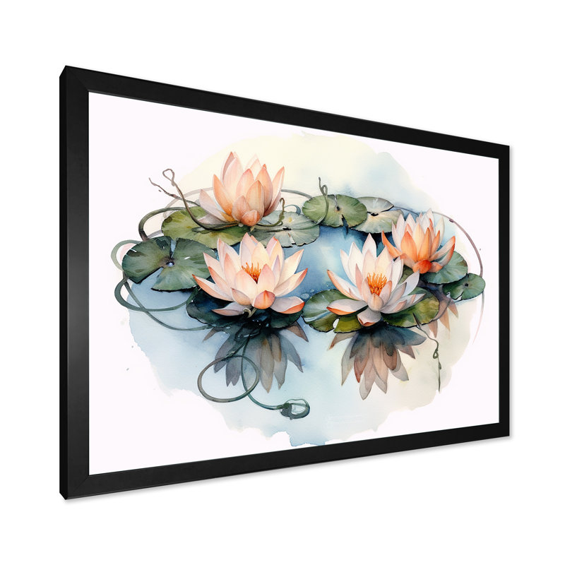 «Natures Lotus Lilly» sur toile, H 24 po x l 32 po x P 1 po, Cadre simple noir