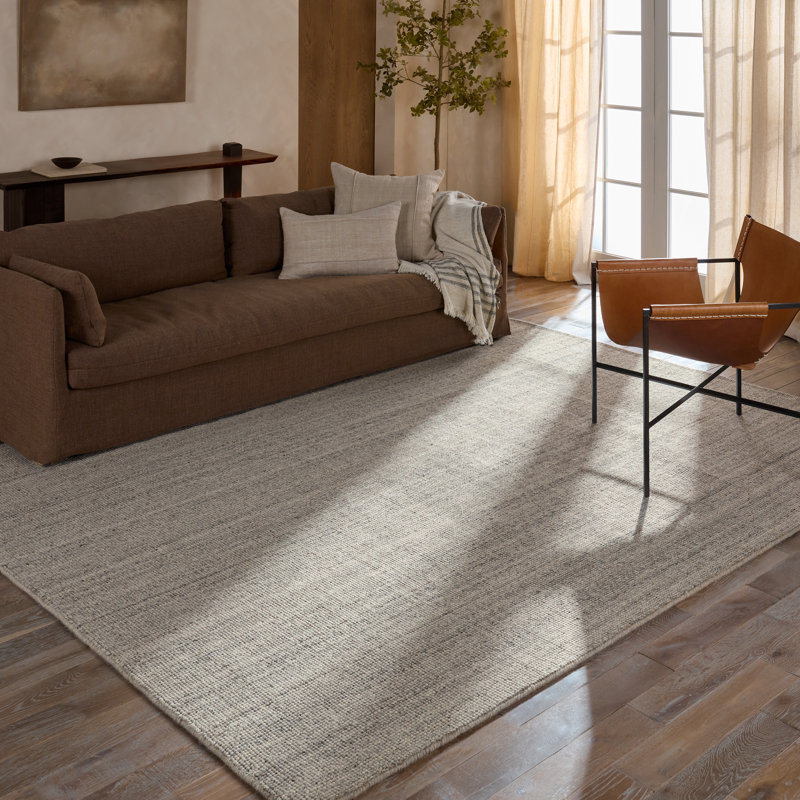 Gracie Oaks Ridling Handwoven Solid Gray Area Rug, Rectangle 7'9" x 9'9"