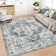 Garvee Vintage Area Rug Floral Print Indoor Mat with Non-Slip Backing, Washable Distressed Accent Carpet, Oriental Medallion Low Pile Floor Cover for Bedroom, Kitchen, Laundry