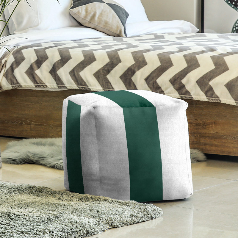 Repose-pieds cubique Tennessee, H 13 po x l 13 po x P 13 po, Vert foncé / blanc