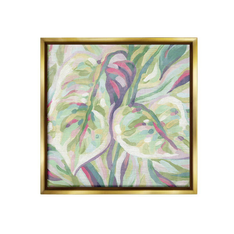 «Abstract Pastel Leaves Floater Frame» par June Erica Vess sur, Cadre flottant métallique doré, H 25 po x l 25 po