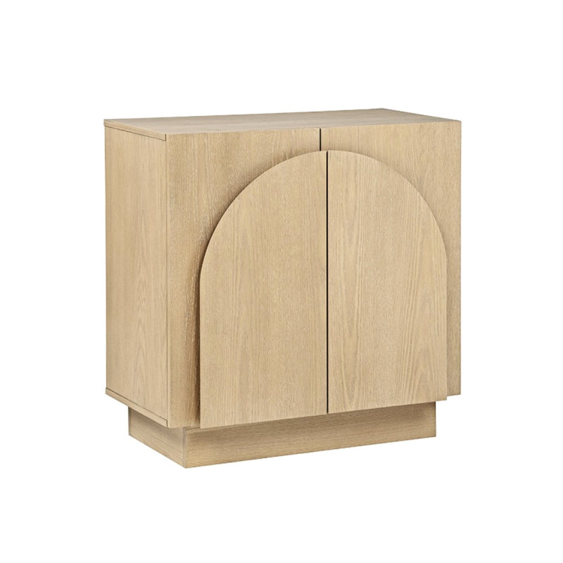 Buffet Mid-Century moderne en chêne avec profil à bords arrondis, finition, rangement pour le bureau de l'armoire de salon, coins arqués et installation facile