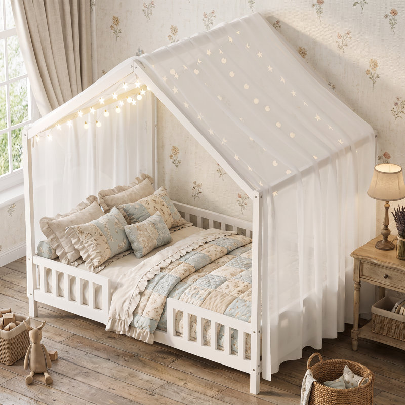 Lit de plancher pour enfant Montessori, Lit double, Blanc