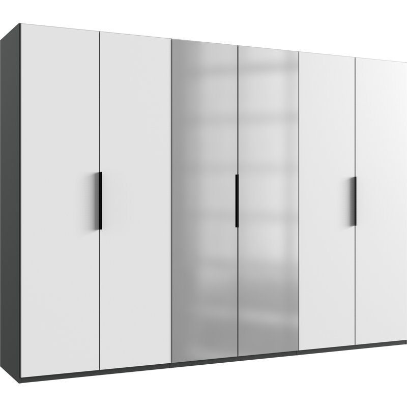 Guardino 6 Door Wardrobe, 216cm H x 300cm W x 58cm D, White/Graphite