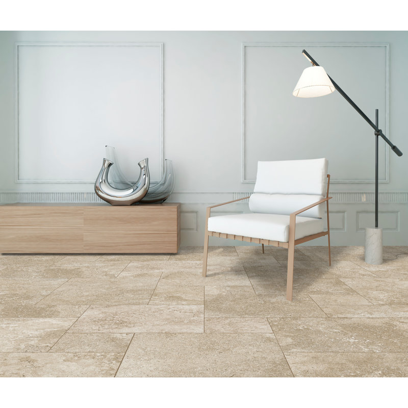 Manor 4-piece Modular Pattern Porcelain Tile, Brown/Beige/Tan