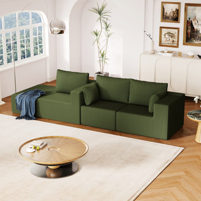Canapé modulaire en velours côtelé 108,3 po, mousse avec éponge à haute élasticité, mobilier de salon contemporain librement combiné