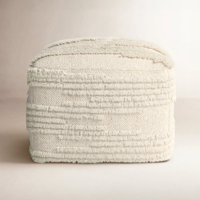 Jeanna Upholstered Cotton and Wool Ottoman