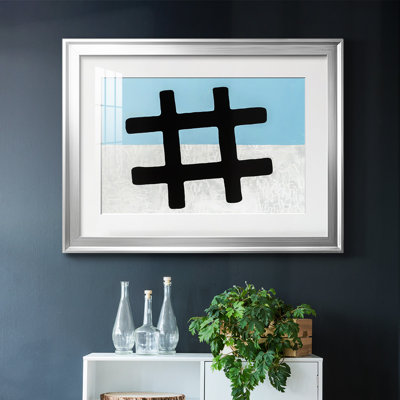 Hashtag-Framed - Matted and Framed Under Acrylic Glass, Large Living Room Wall Art