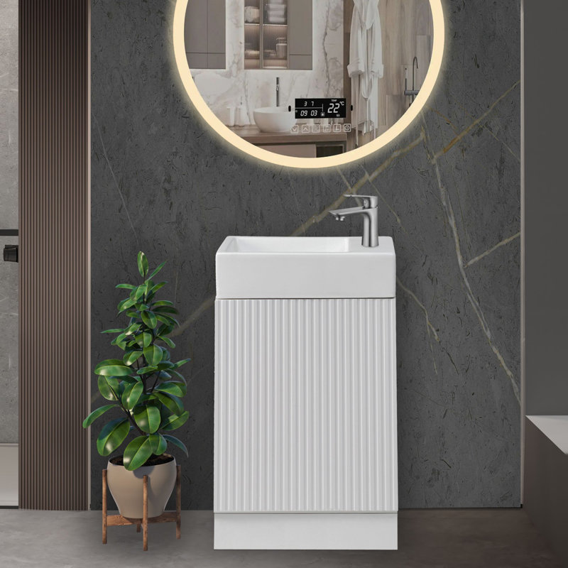 Ensemble de meuble-lavabo simple 18,6 po avec plateau en céramique Vallois, Blanc