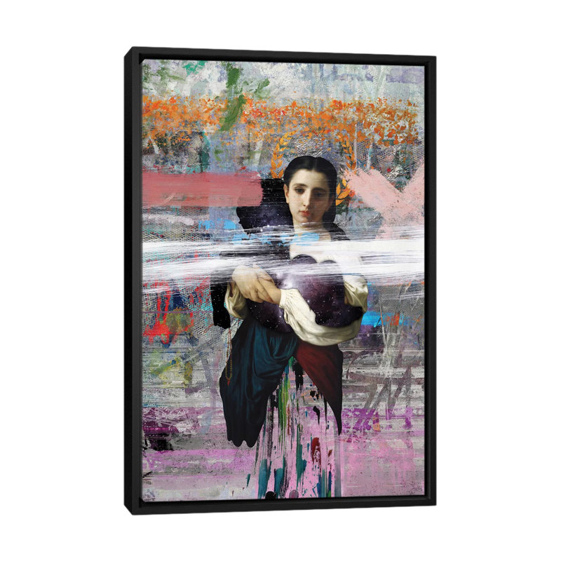 « maman », impression sur toile, H 26 po x l 18 po x P 1,5 po, Toile avec cadre noir, Pas de tapis