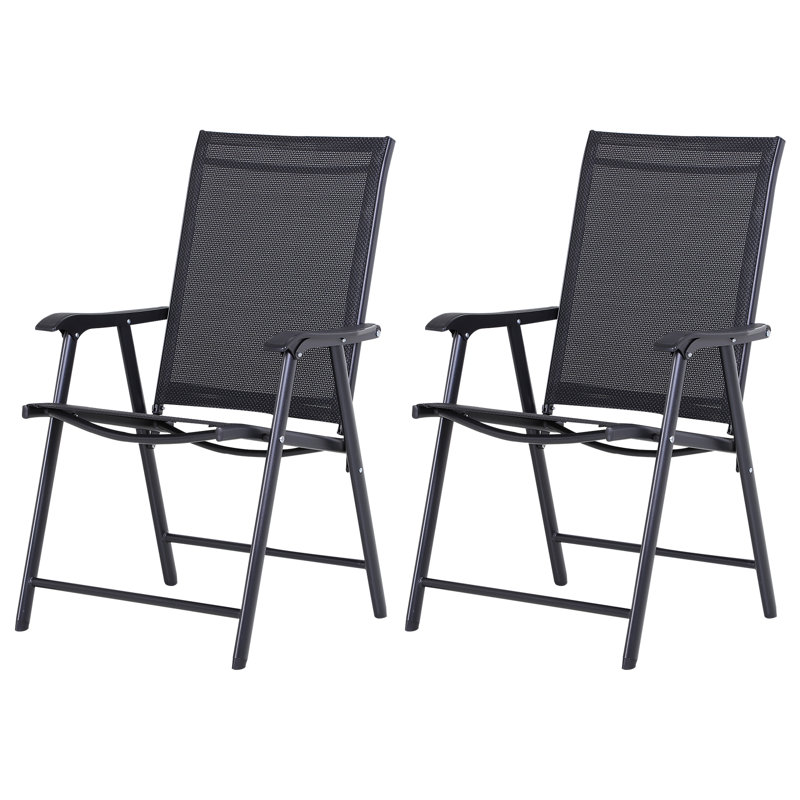 Folding Patio Dining Armchair, Black