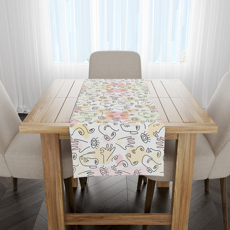 Chemin de table Varnell, Jaune / rose