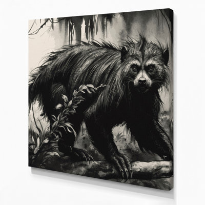 Faune Binturong, art mural sur toile grise