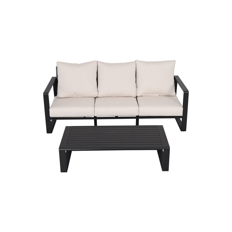 Three & Rectangular Coffee Table, Gray Cushions, Aluminum Comfortable And Plushy Cushion, Strong Frame