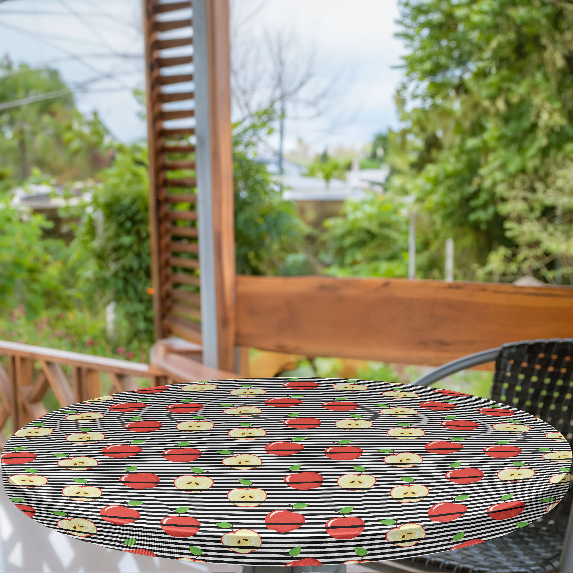 Millwood Pines Summer Fitted Round Tablecloth Scarlet Charcoal Grey ...