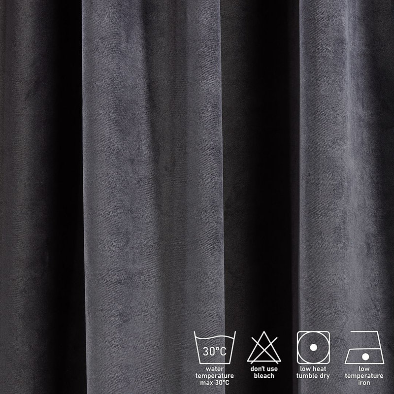 Soft Touch Velvet Kitchen Valance, Dark Grey, 90 W x 60 D cm