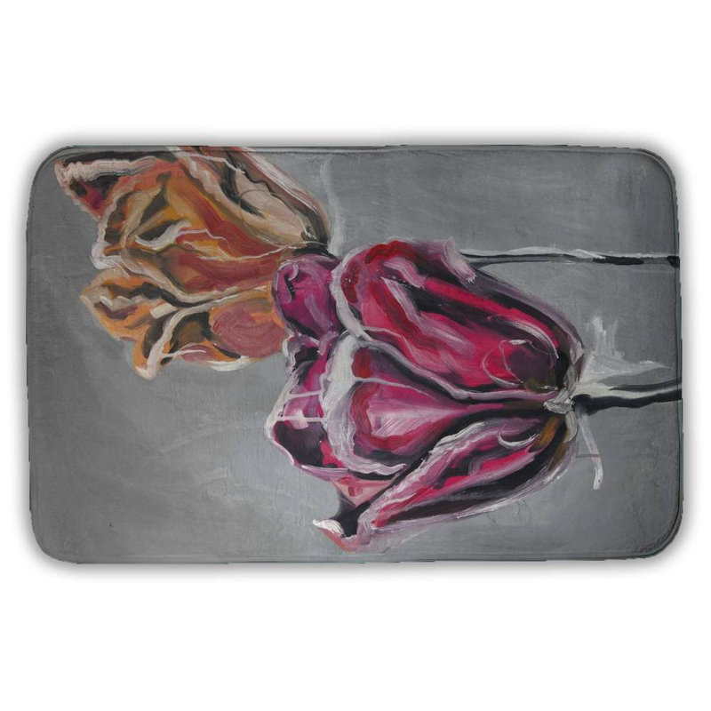 Abstract tulips Bath Mat with Non-Slip Backing - Quick Dry Memory Foam Bathroom Rug - Absorbent - Modern Plush Spa-Style - Machine Washable