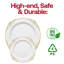 Assiettes plates rondes jetables en plastique blanc et doré (26 cm) - 120 assiettes-297570153