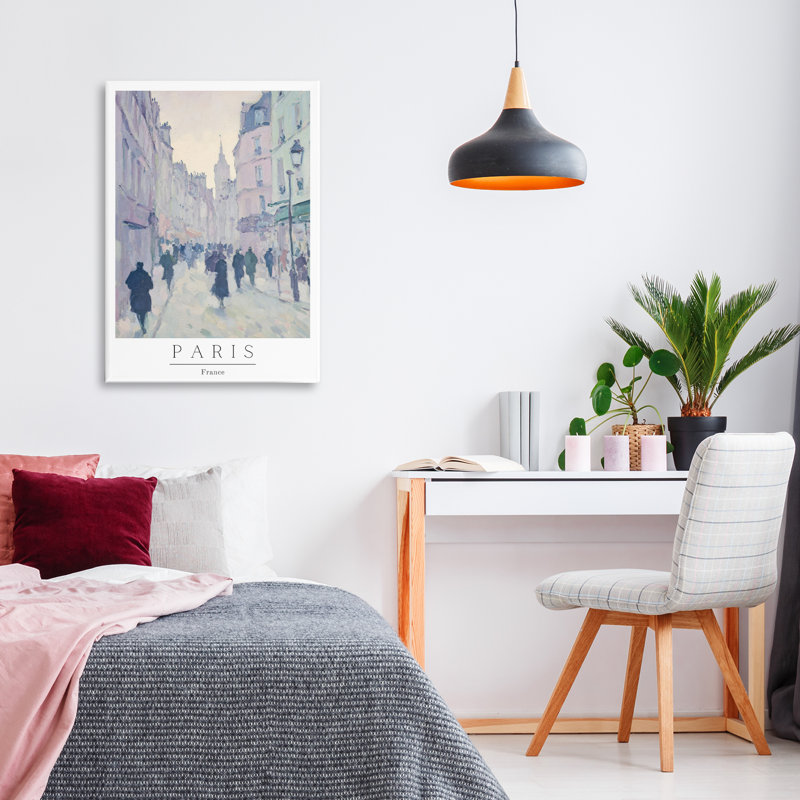 Toile rétro bleues de Paris, design par Petal Prints Design, H 24 po x l 16 po