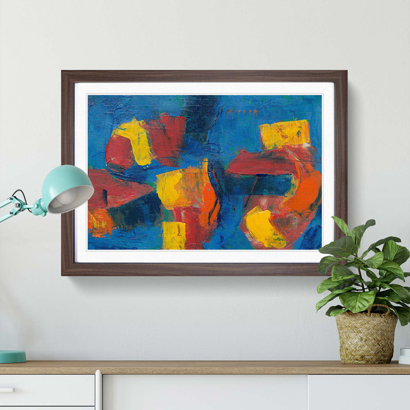 Abstract Art Painting Vol.276 by S.Johnson - Framed Print, Walnut Framed, 62cm H x 87cm W x 2cm D