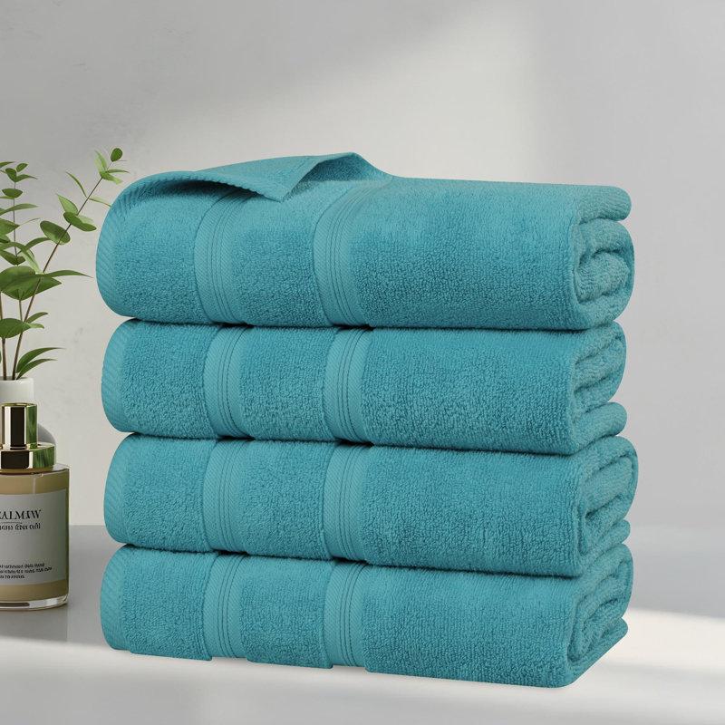  Serviettes de bain en coton Smart Quick-Dry Zero Twist, ensemble de 4, Turquoise