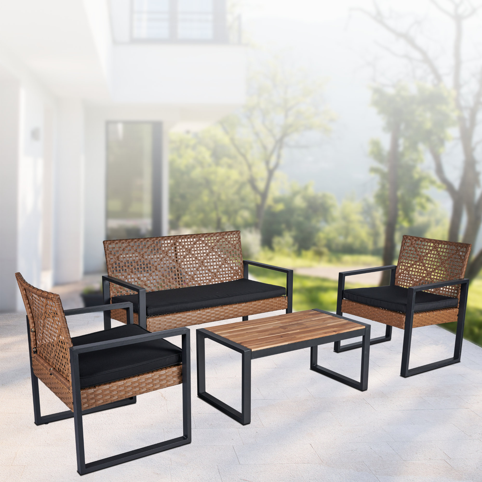 Latitude Run® 4 - Person Outdoor Seating Group with Cushions & Reviews | Wayfair