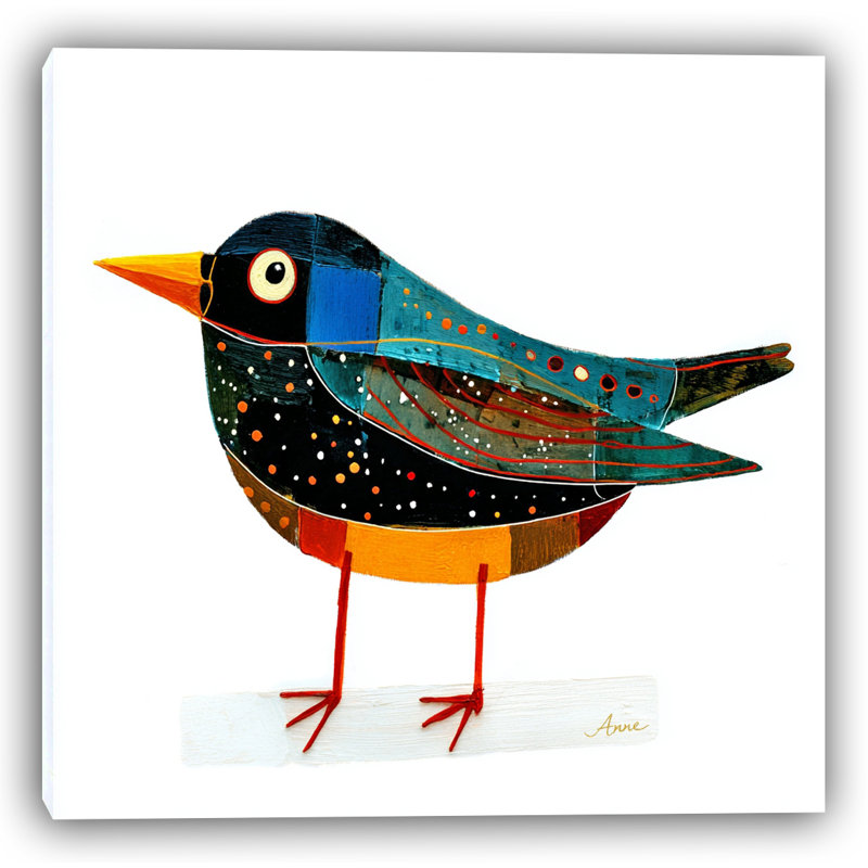 Abstrait Starling - Color Block Bird sur toile blanche
