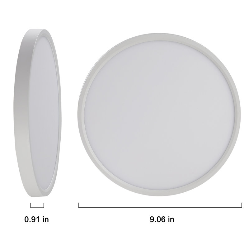 Boncho LED Flush Mount, White, 0.9" H x 9.06" W x 9.06" D