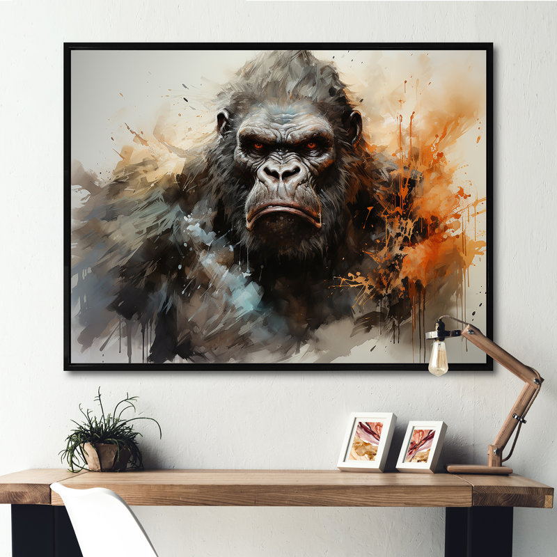 «Black Gorilla Goliath», reproduction d'art sur toile, Cadre flottant noir, H 12 po x l 20 po