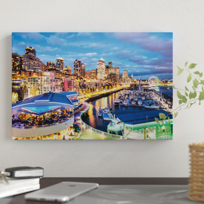 " Harbor And City At Dusk, Seattle, USA " Color Photography
