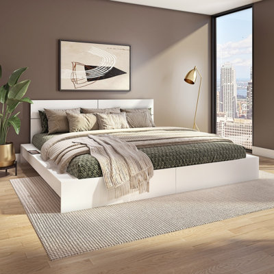 ZEN OMEGA – Platform Bed with Headboard – Easy Assembly, No Box Spring Required