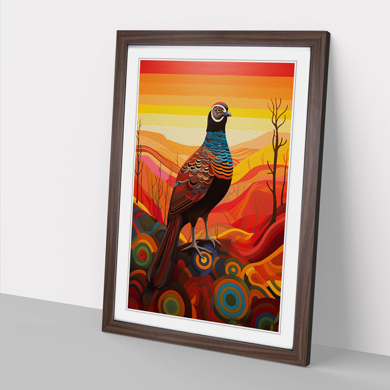 Partridge Colour Field - Single Picture Frame Print on Wood, Walnut Framed, 34cm H x 25cm W x 2" D