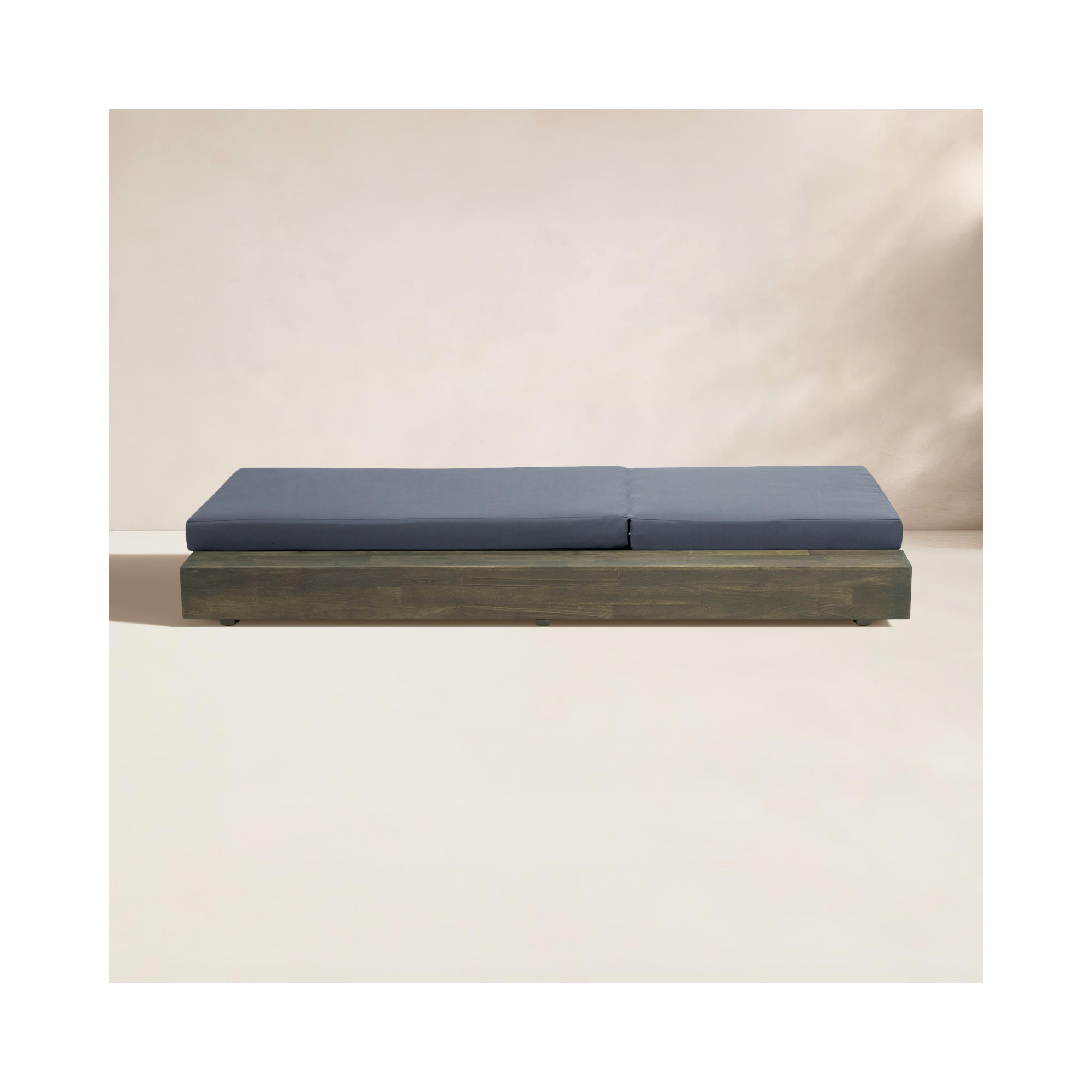 Donnie 39'' Outdoor Acacia Chaise Lounge, Sandblast Gray Frame/Dark Gray Cushion