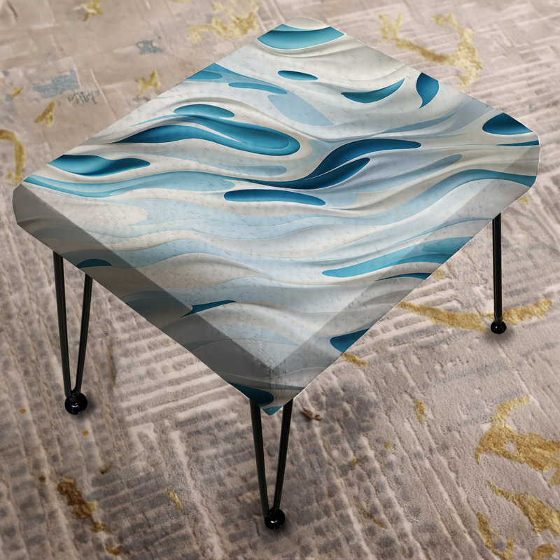 Repose-pieds rectangulaire bleu et blanc Snowy Serenity