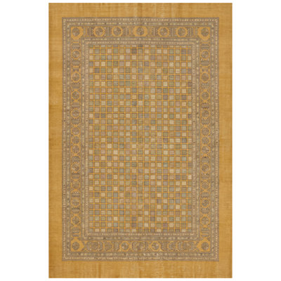Tapis Bazaar moderne à motifs mosaïques abstraites or, vert et gris, lavable à la machine, antidérapant, à poils courts, pour l'intérieur et l'extérieur, adapté aux animaux domestiques, idéal pour le salon, la chambre, la salle à manger, l'entrée, le couloir ou le bureau.