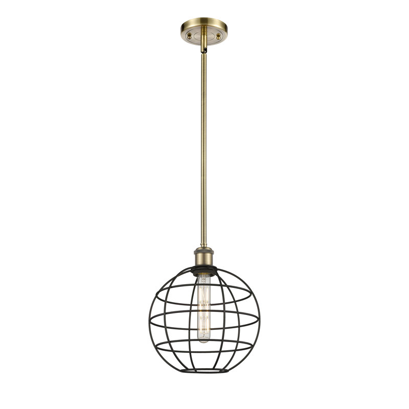 Luminaire suspendu à tige 1 lumière 16 po Ballston Lake Placid, H 132,5 po x l 10 po x P 10 po, Laiton antique