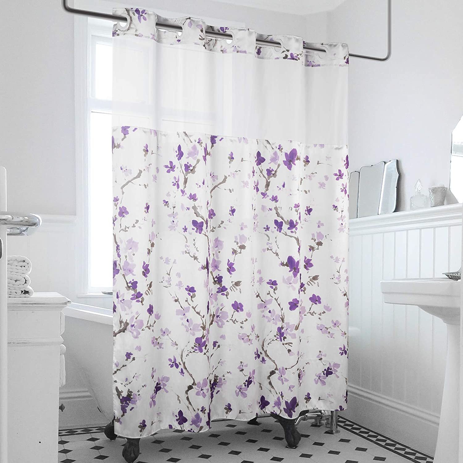 Lagute SnapHook Hook Free Waffle Fabric Shower Curtain with Snap-in Liner –  lagute