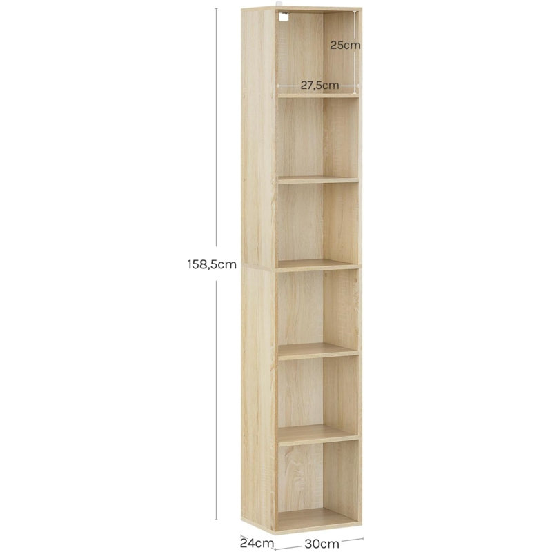 Casimir 158.5 cm H x 30 cm W Cube Bookcase, Oak