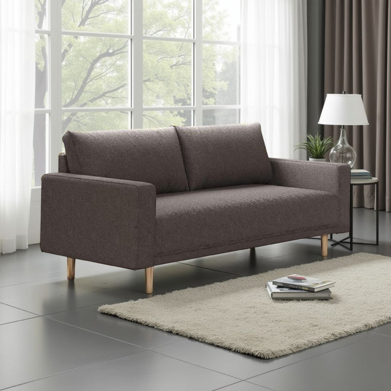 Causeuse Remy, cadre gris anthracite, structure en bois massif doré, 63 po, Gris anthracite