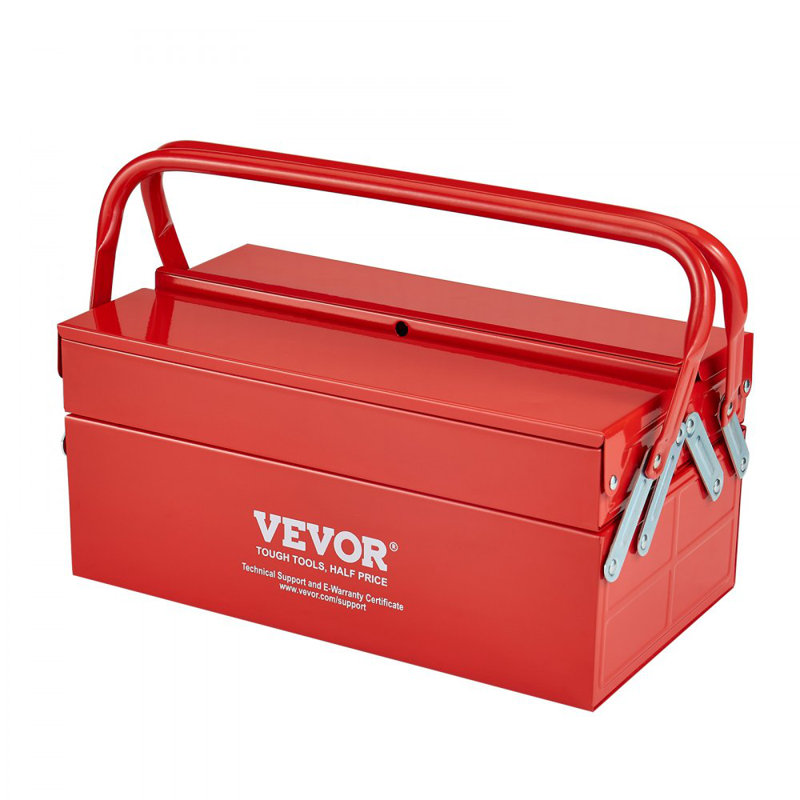 Boîte à outils Boîte à outils pliable en porte-à-faux à 2 niveaux et 3 plateaux avec poignée rouge 14 po
