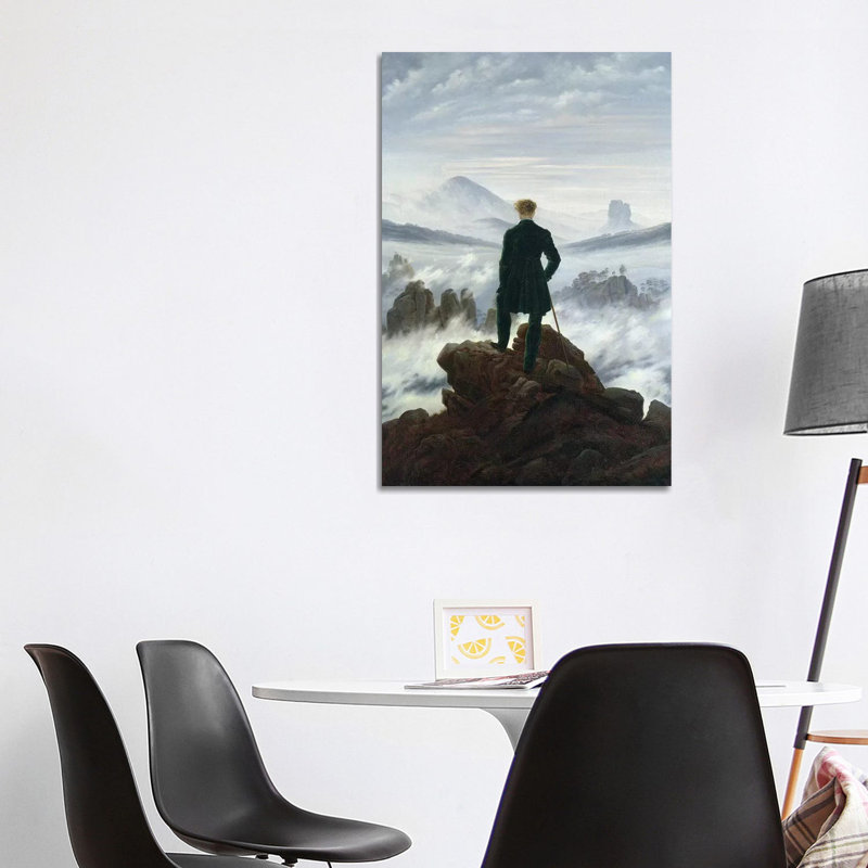 Reproduction d’art 1818, "The Wanderer au-dessus de la mer" par Caspar David Friedrich, H 48 po x l 32 po x P 1,5 po
