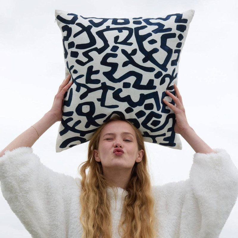 Coussin Maya, Blanc cassé abstrait 1