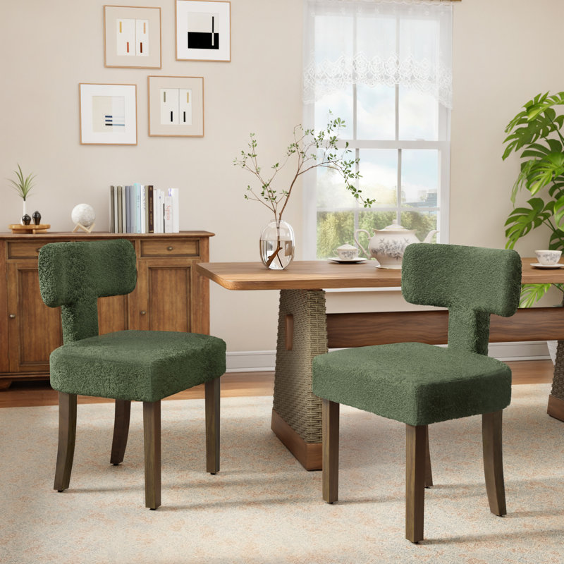 Ensemble de 8 chaises de salle à manger rembourrées Boucle, Vert