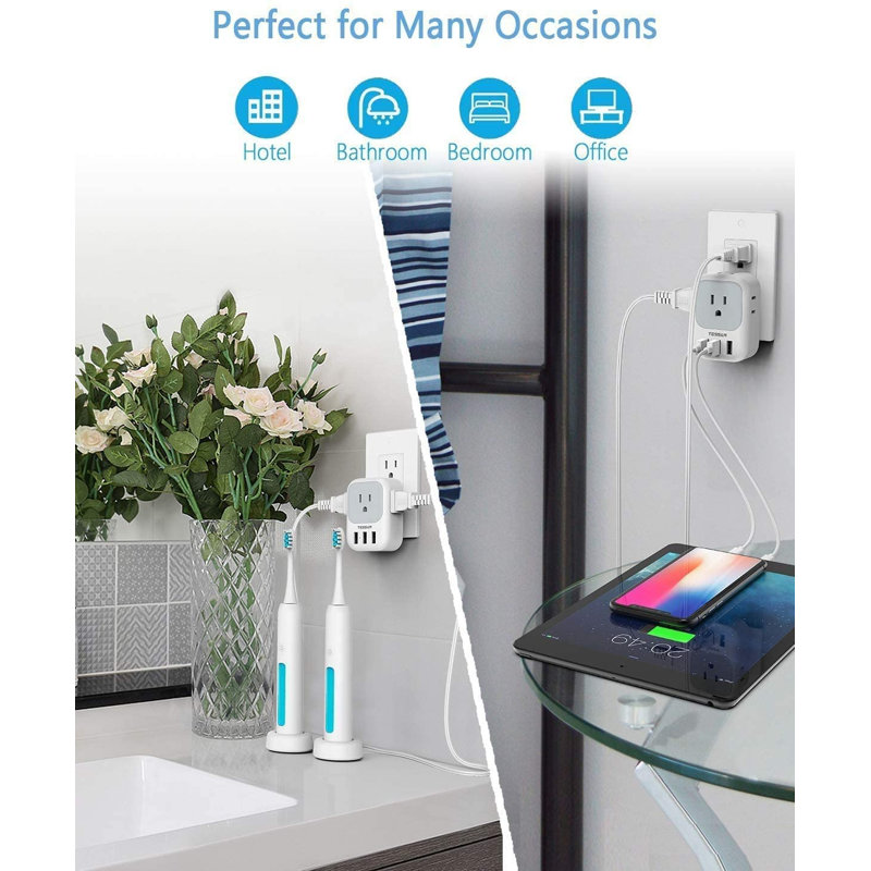 2 Tamper Resistant Single Outlet with USB Port