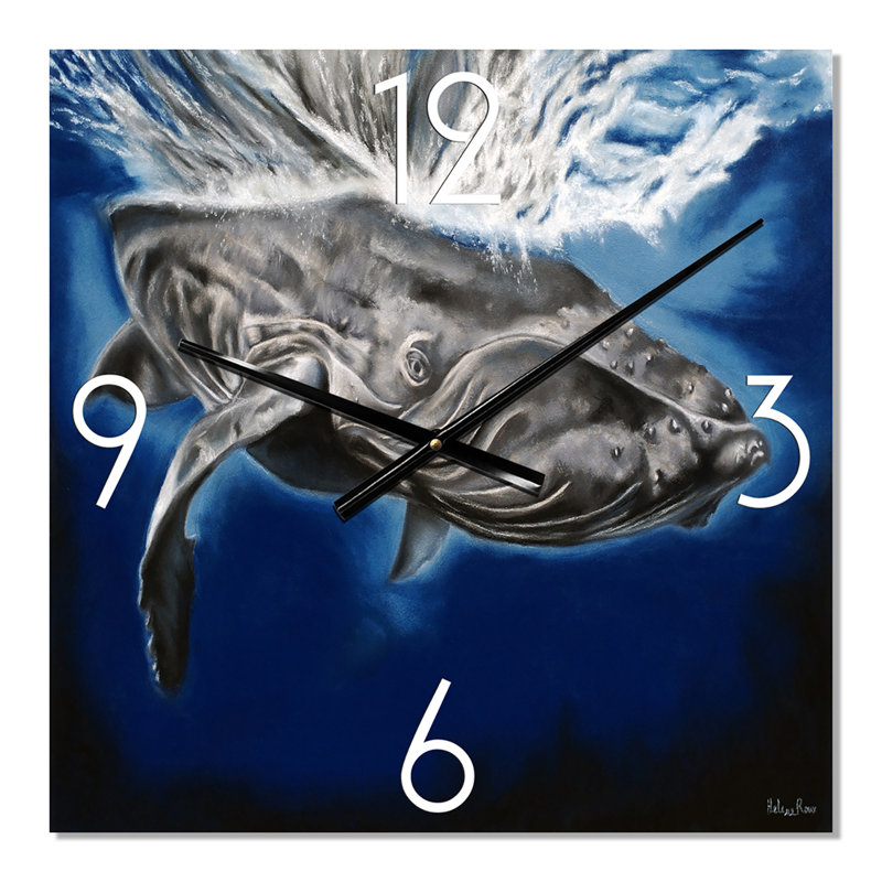 Portrait d'une baleine à bosse - Horloge murale nautique et côtière, Grand