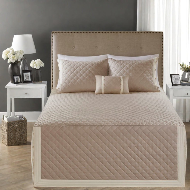 Luxurious Cotton Bedding Sets, Reversible Design, Modern Khaki Queen